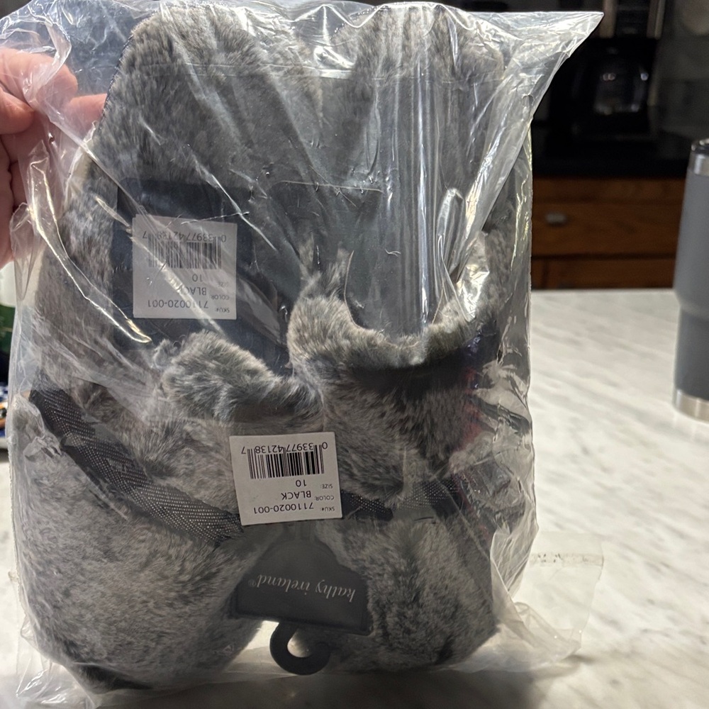 kathy ireland Gray Faux Fur Slip-On House Slippers